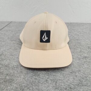 Volcom Tan Snapback Hat Flat Brim Logo Patch Mens O/S Adjustable Cap Stone Logo